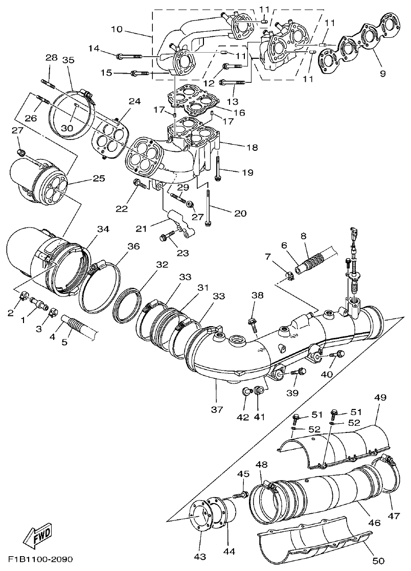 Yamaha FX10 EXHAUST 1 parts diagram